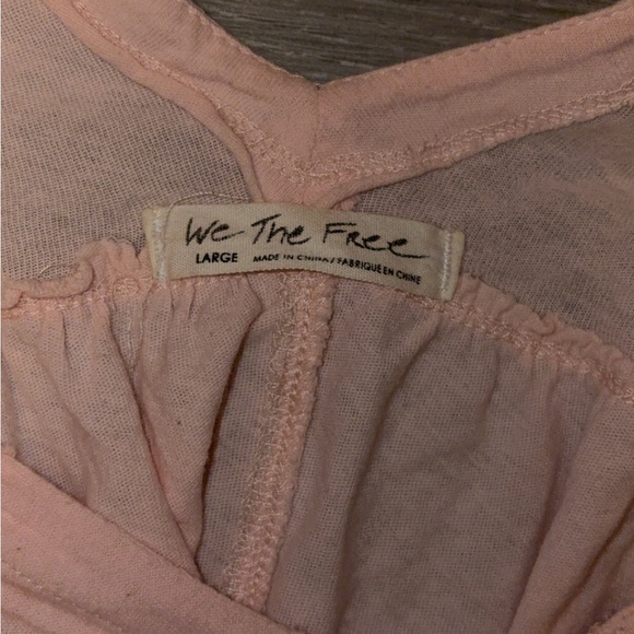 We The Free Women’s Size Large Pink Button Up Oversized Crop Blouse Flowy Sheer - Picture 2 of 6